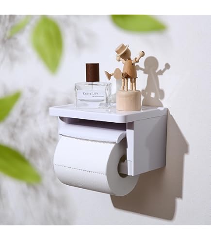 Amazon | 壁ピタ 強力吸盤 トイレットペーパーホルダー 置物トレイ付き